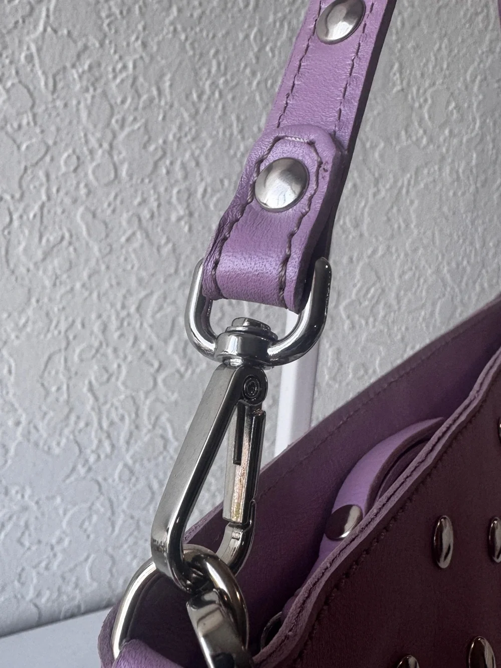 Mercules Studded Crossbody Shoulder Bag with Removable Strap in Lavendar